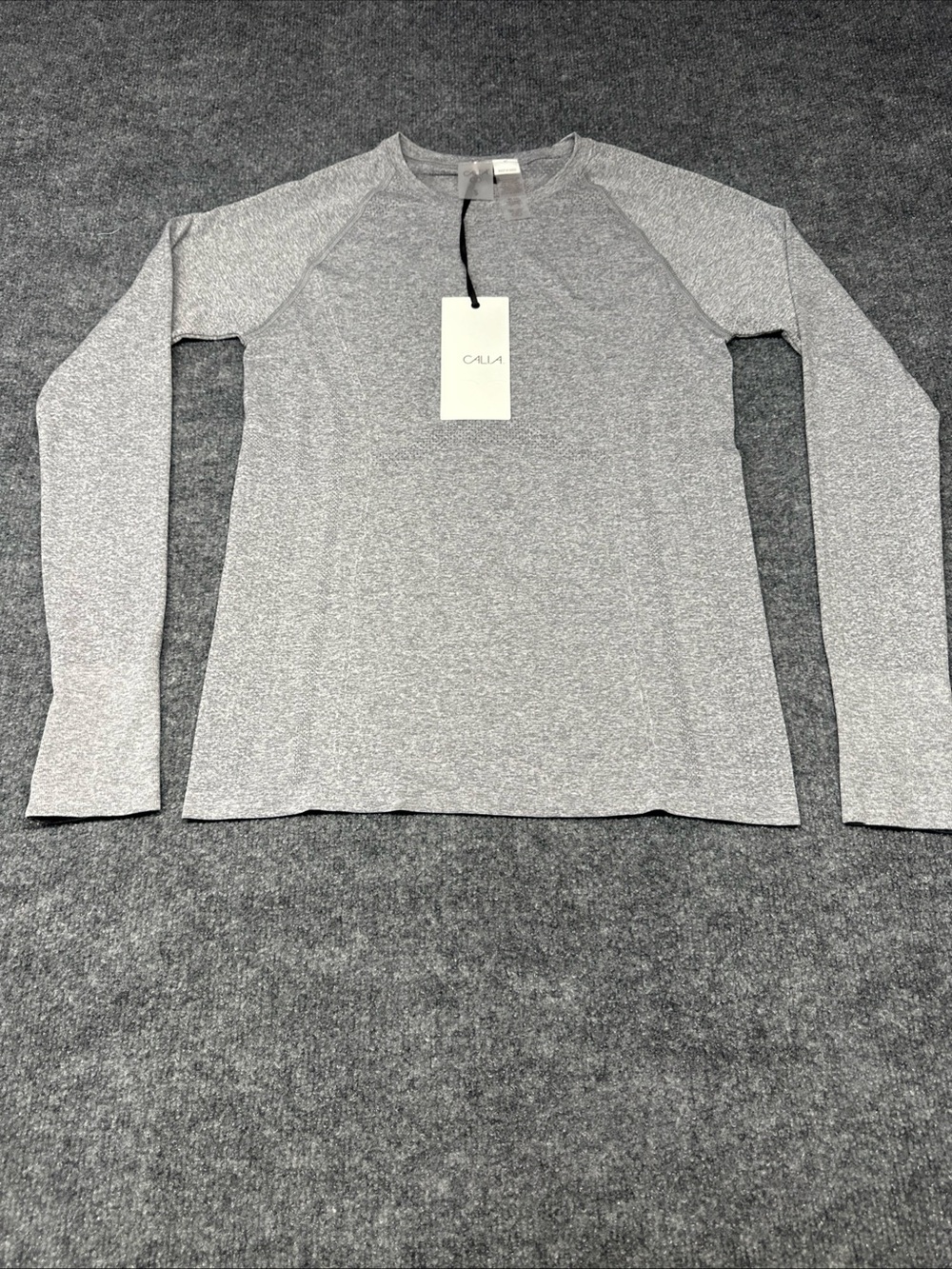 Alia Light Heather Gray Long Sleeve Crewneck Top